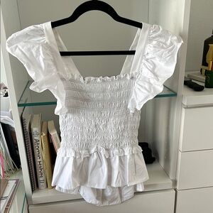 Sea New York White Ruffled Top sz S